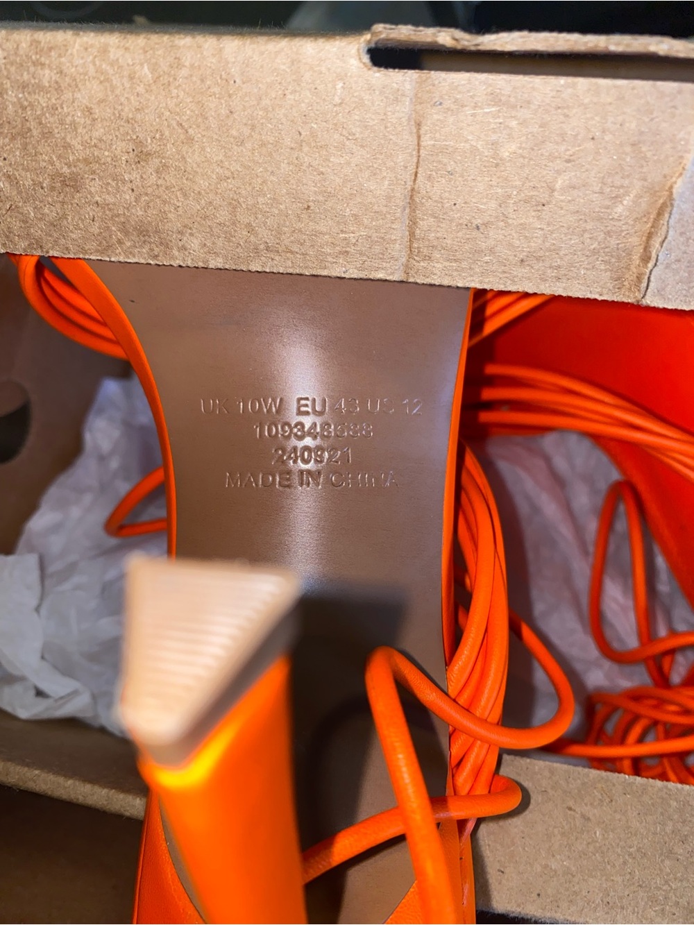 ASOS Nest Strappy Tie Leg Heeled Sandals in Orange - Size  12W - NEW - Picture 3 of 6